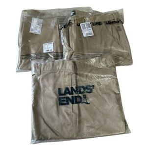 NWT 3 PC Mens Lands End Khaki Chino Shorts 44